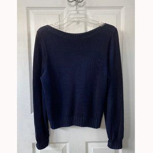 No brand , Size Small, navy blue nautical-themed polyester boat-neck sweater